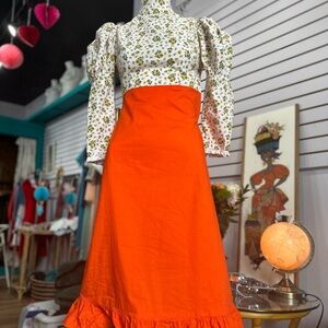 SOLD Vintage 70s Prairie Sunshine Midi Dress
